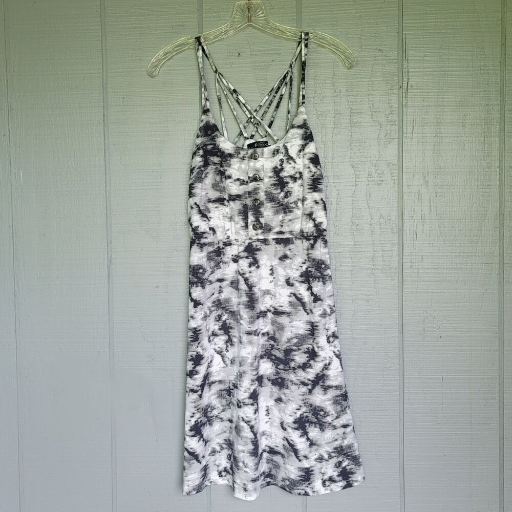 Neesha Black-White-Gray Tie-Dye Spaghetti Straps Dress. Size S